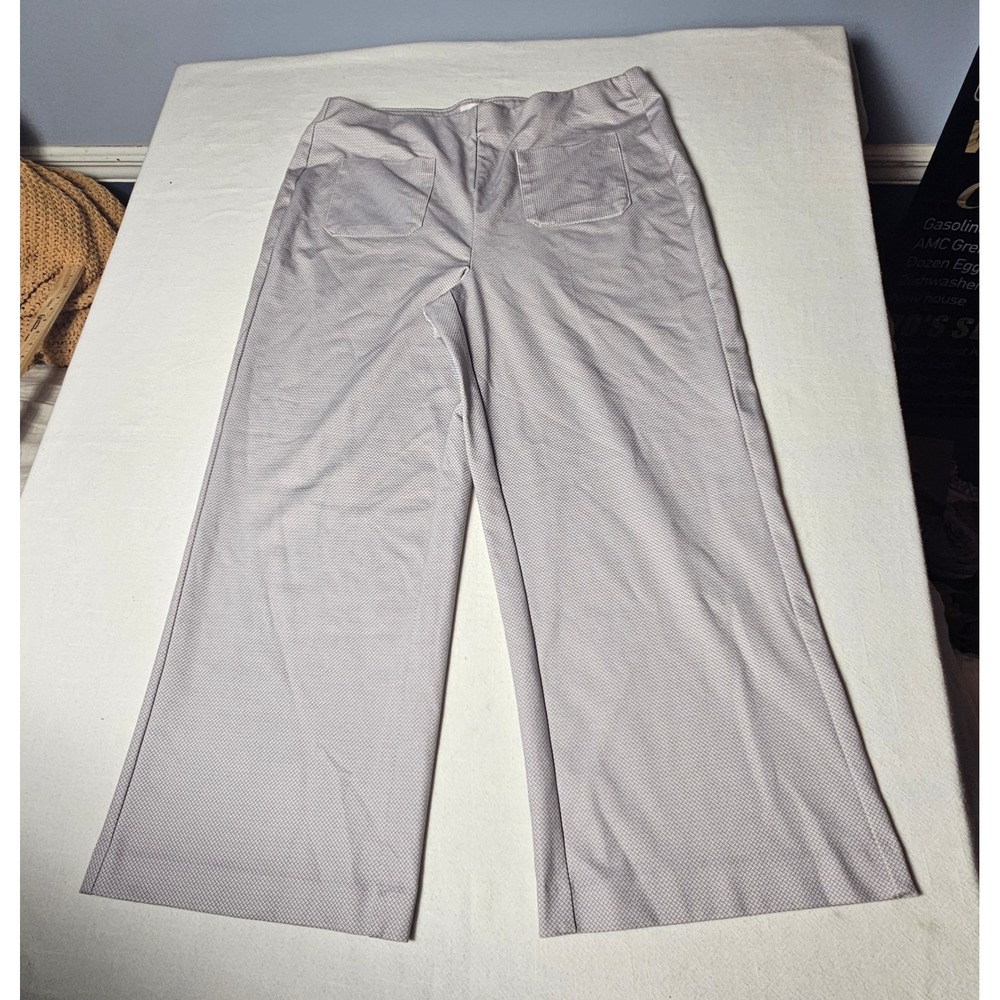 Jules & Leopold Grey Micro Pattern Wide Leg Pull On Pants Women Larg PO25971ACHU